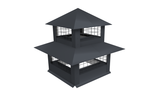 Дымник на трубу двойной с сеткой 1470х380мм 0,45 PE с пленкой RAL 7024 мокрый асфальт