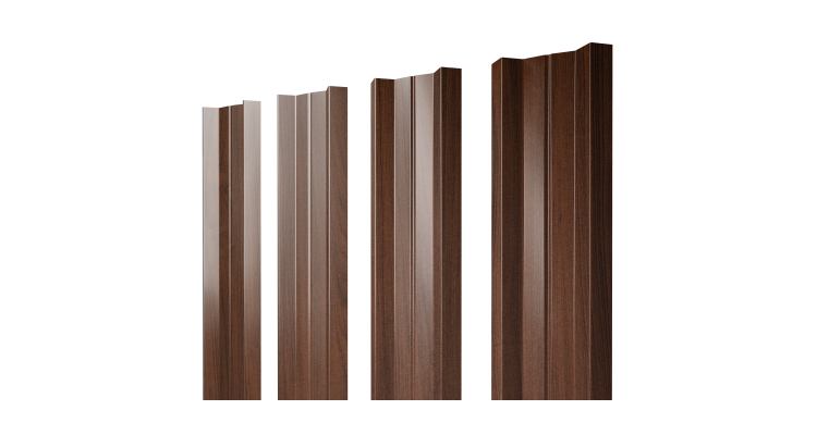 Штакетник М-образный А с прямым резом 0.45 Print Elite Choco Wood TwinColor