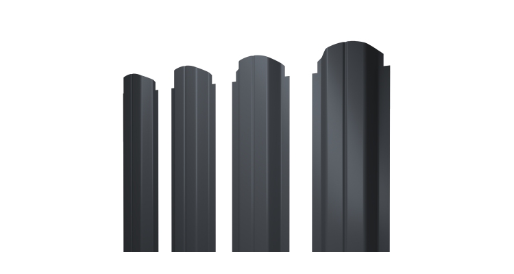 Штакетник П-образный А фигурный 0,4 PE RAL 7024 мокрый асфальт