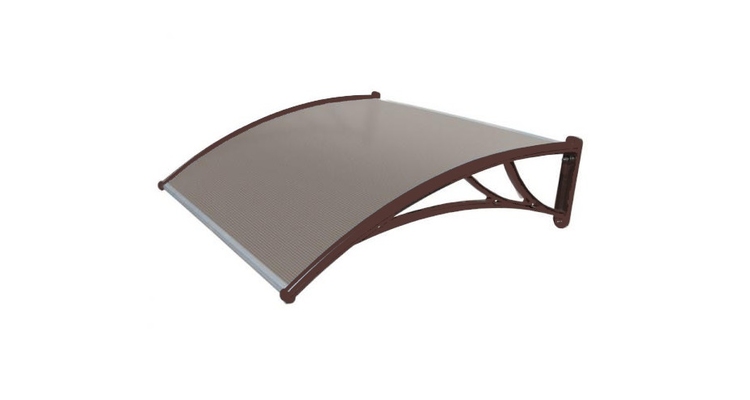 Козырек Krovent из поликарбоната 1200х930х280 бронзовый (коричневый кронштейн)