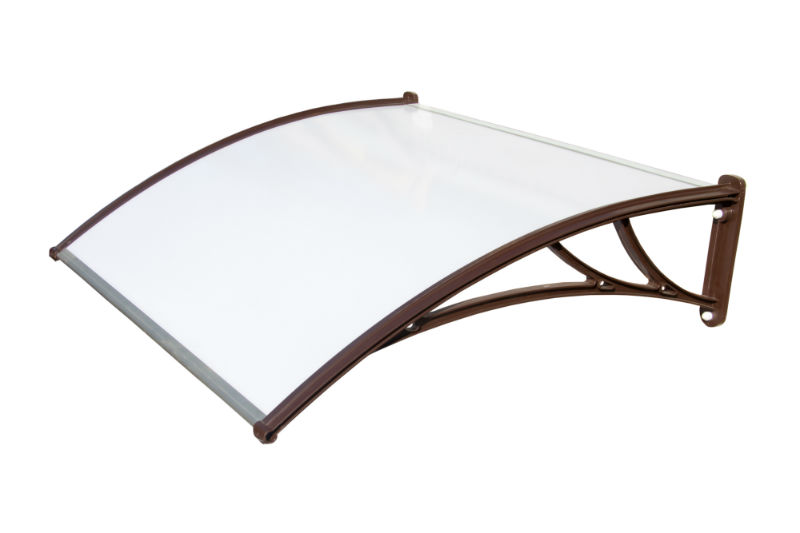 Козырек Krovent из поликарбоната 1200х930х280 молочный (коричневый кронштейн)