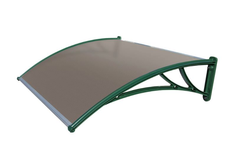Козырек Krovent из поликарбоната 1200х930х280 бронзовый (зеленый кронштейн)
