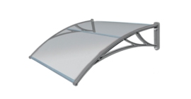 Козырек Krovent из поликарбоната 1500х930х280 прозрачный (серебристый кронштейн)